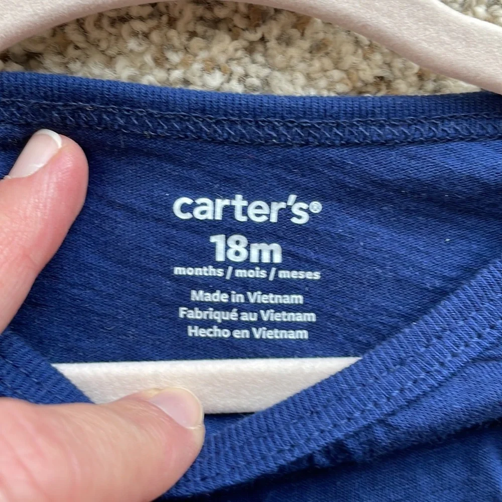NWT Carters 18 month navy blue top with detail bottom